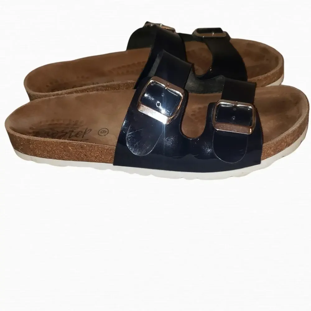 Biostep 2 strap sandals,  black patent leather sz 9 - Picture 2 of 11